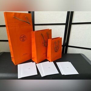 BUNDLE 3 Authentic Hermes Paper Gift Shopping Bags & Receipt Holders